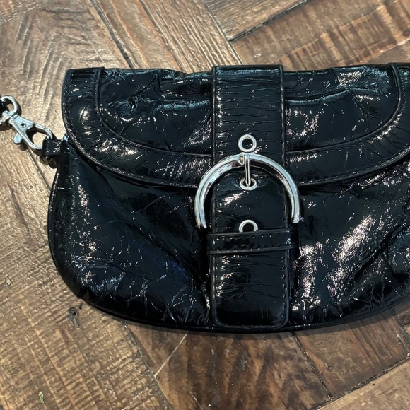 Nine West Black Clutch/Wristlet Polka dot inside . - Picture 3 of 10